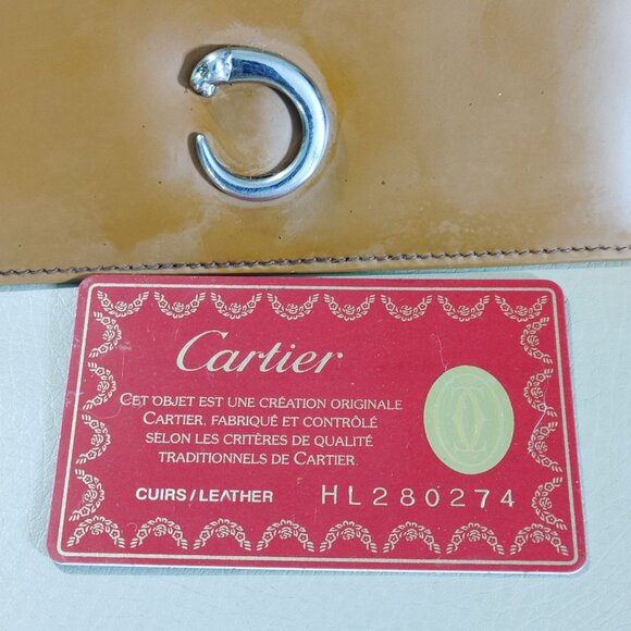 Cartier Panthere Brown Leather Wallet Vintage Silver Interior Peeling Tri Fold - Picture 3 of 14